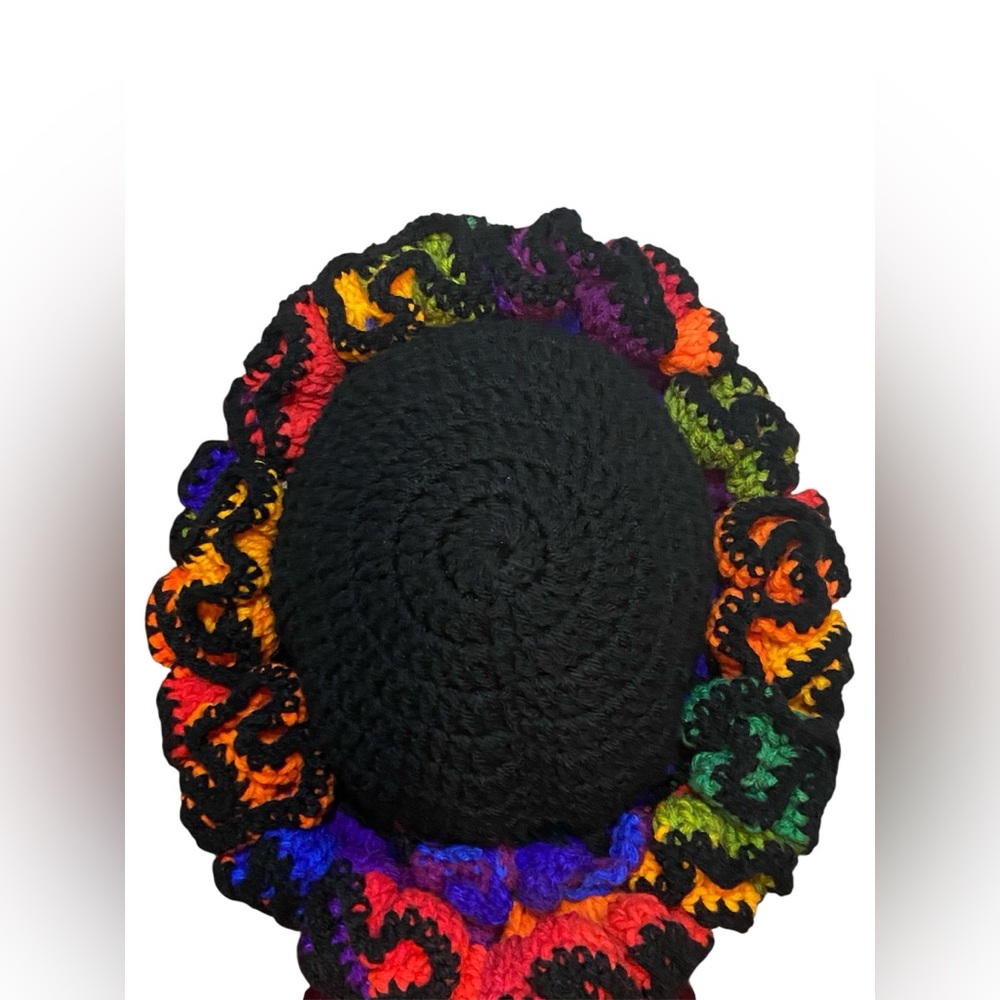 Colorful Handmade Crochet Ruffle Hat - Picture 2 of 4